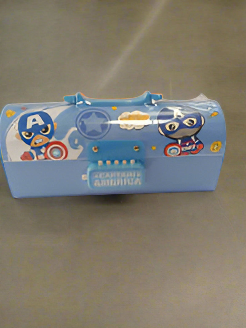 Cartoon character-themed pencil case on a white surface