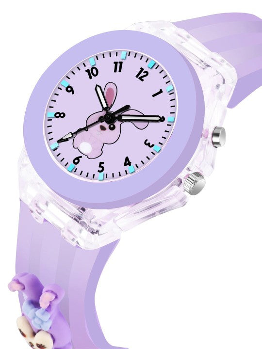 Printed Dial & Straps Scratch Resistant Analogue Watch LED Rabbit