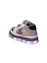 Unisex Kids Printed PU Sneakers - Beige with Velcro Fastening