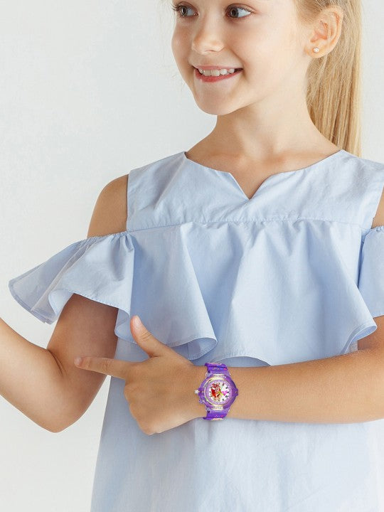 Girls Printed Dial & Straps Analogue Watch Barbie Purple