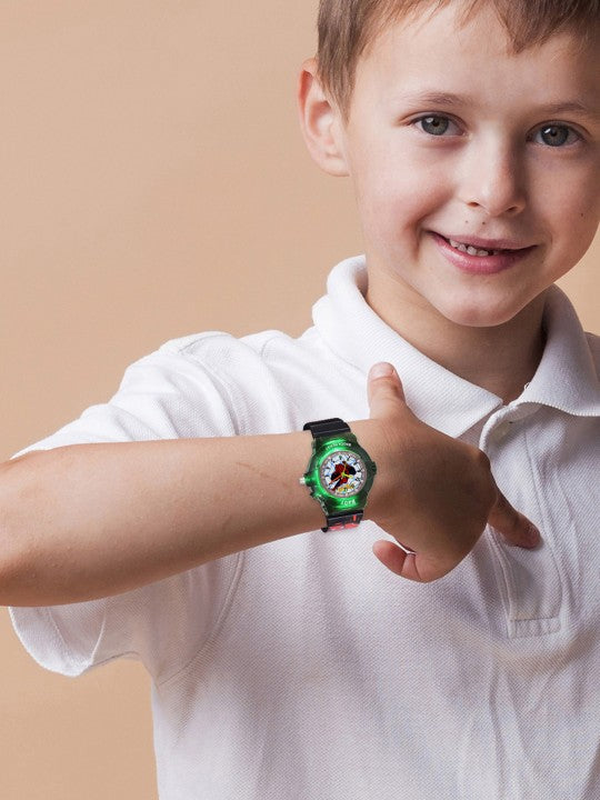 Boys Printed Dial & Straps Analogue Watch Spider Black