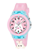 Kids Printed Dial & Straps Scratch Resistant Analogue Watch LED Rabbit Pink Colour