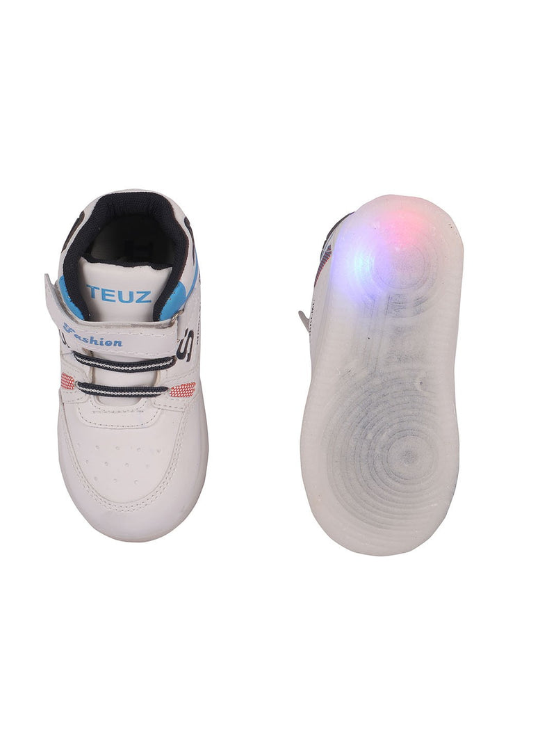 Kids' White Velcro Sneakers with LED Detail for Everyday Style