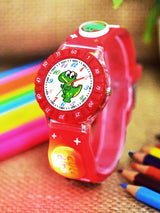 Boys Printed Dial & Straps Analogue Watch Red Cute Dino