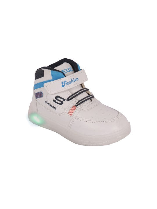 Kids' White Velcro Sneakers with LED Detail for Everyday Style