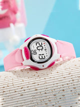 Kids Dial & Straps Digital Multi Function LED Backlight Watch Pink