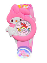 Girls Patterned Dial & Straps Analogue Watch Melody Pink