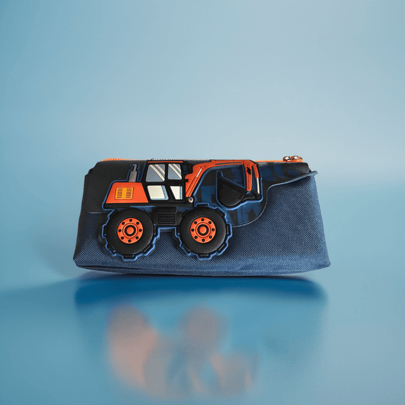 Bulldozer Design Zipper Pencil Case with Velcro Closure for Kids