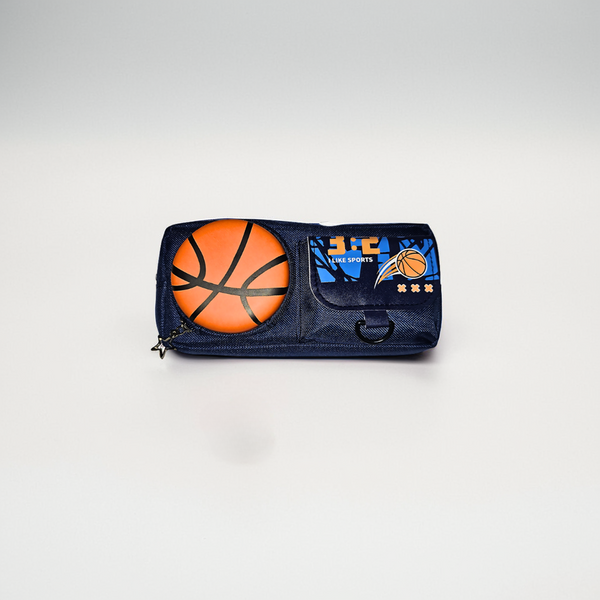 Multi-Sport Design Pencil Case Pouch with Removable Basketball, Football, and Volleyball – Ink Leak-Proof with Zipper Pouch