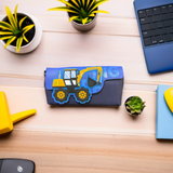 Bulldozer Design Zipper Pencil Case with Velcro Closure for Kids