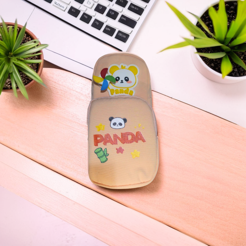 Cute Panda-Themed 3-Compartment Pencil Case and Organizer Pouch