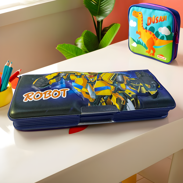 Robot Design Pencil Box for Kids – Available in Yellow & Red Variants