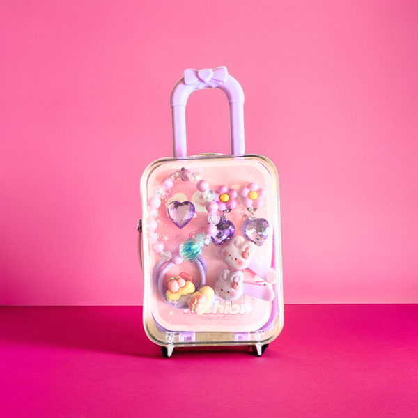 Cute Suitcase-Shaped Mini Pocket Adjustable Container with Pearl Bracelet, Hairpins, and Hair Accessories jew_387