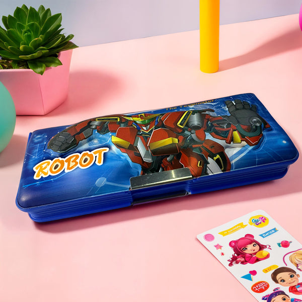 Robot Design Pencil Box for Kids – Available in Yellow & Red Variants
