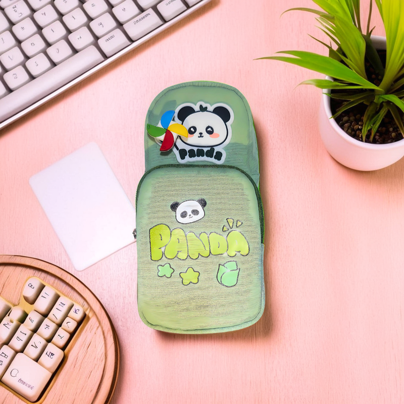 Cute Panda-Themed 3-Compartment Pencil Case and Organizer Pouch