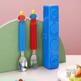 Lego-Themed Spoon & Fork Cutlery Set for Kids (Pack of 1) – BPA-Free, 304 Stainless Steel, with Storage Box – Ideal Birthday Return Gift