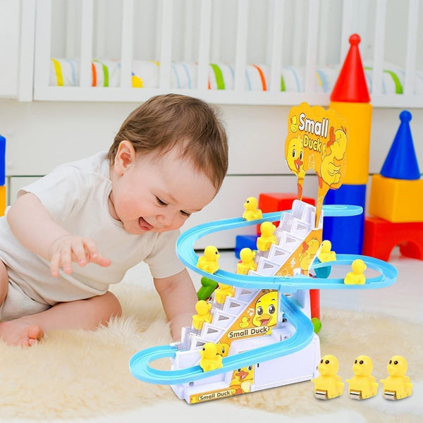 Running Duck Dancing Toy for Babies | Duck Race Track with Light & Sound | Climbing Duck Toy Gift for 6+ Months Kids