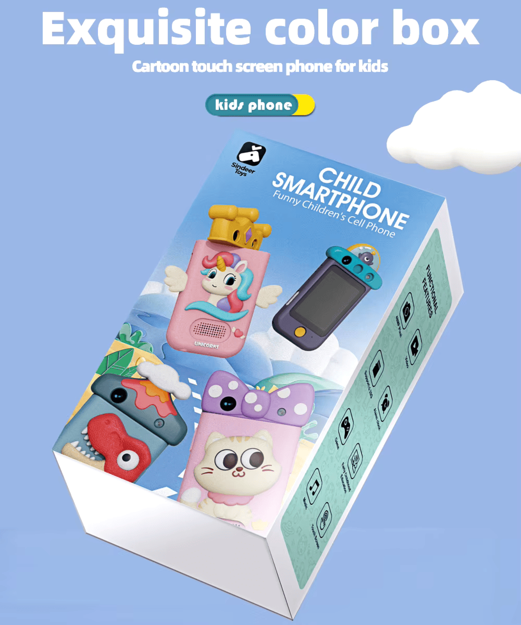 Kids Smartphone with 360° Rotating Camera – Cute Cat Design | Photo & Video Camera for Children