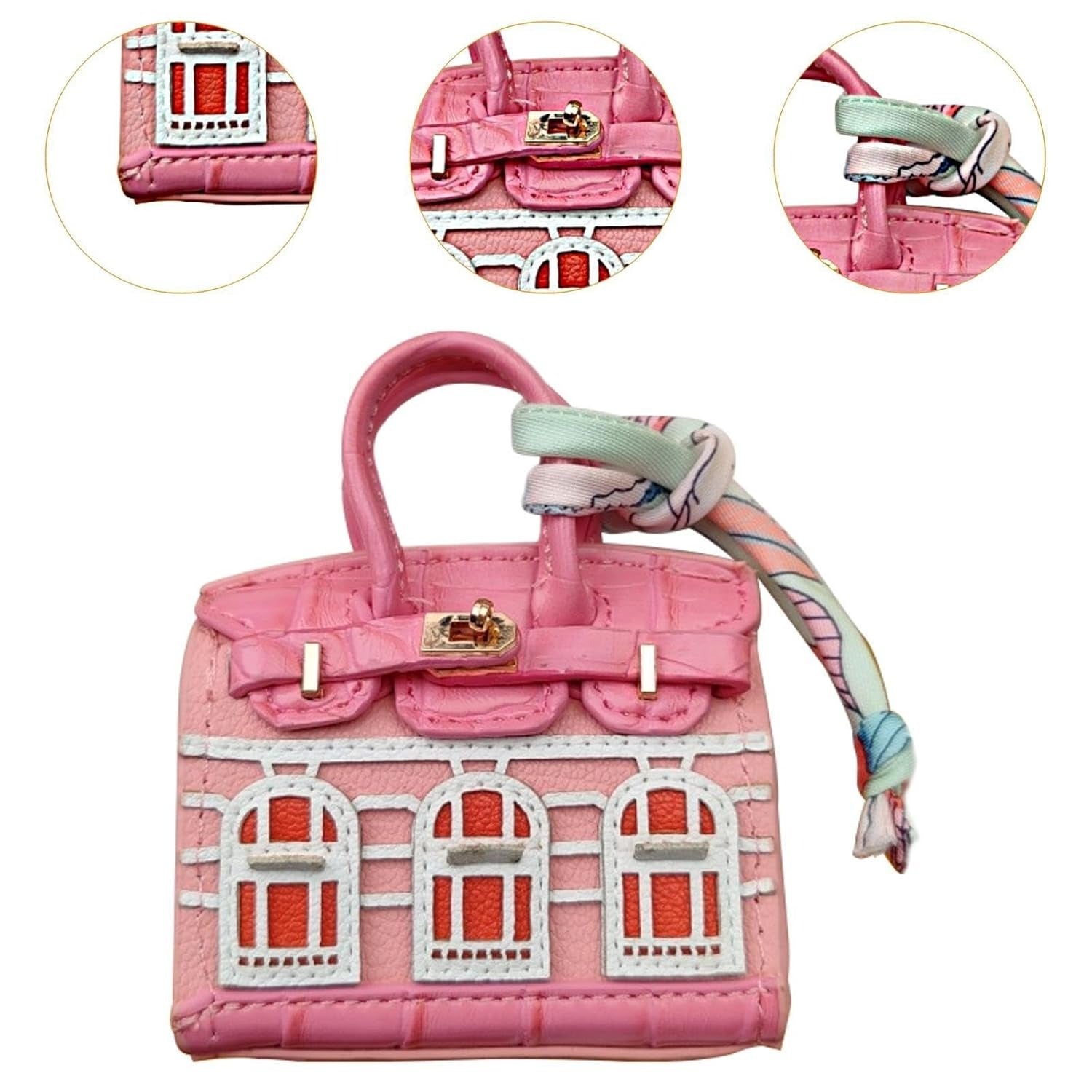 Mini House Design Leather Pouch – AirPods Case, Key Organizer & Mini Beauty Wallet