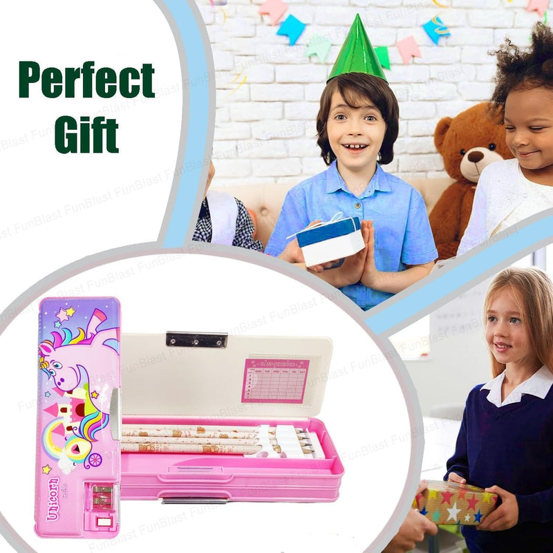 Multifunctional Magnetic Pencil Box with Sharpener for Kids – Space, Dinosaur & Unicorn Designs