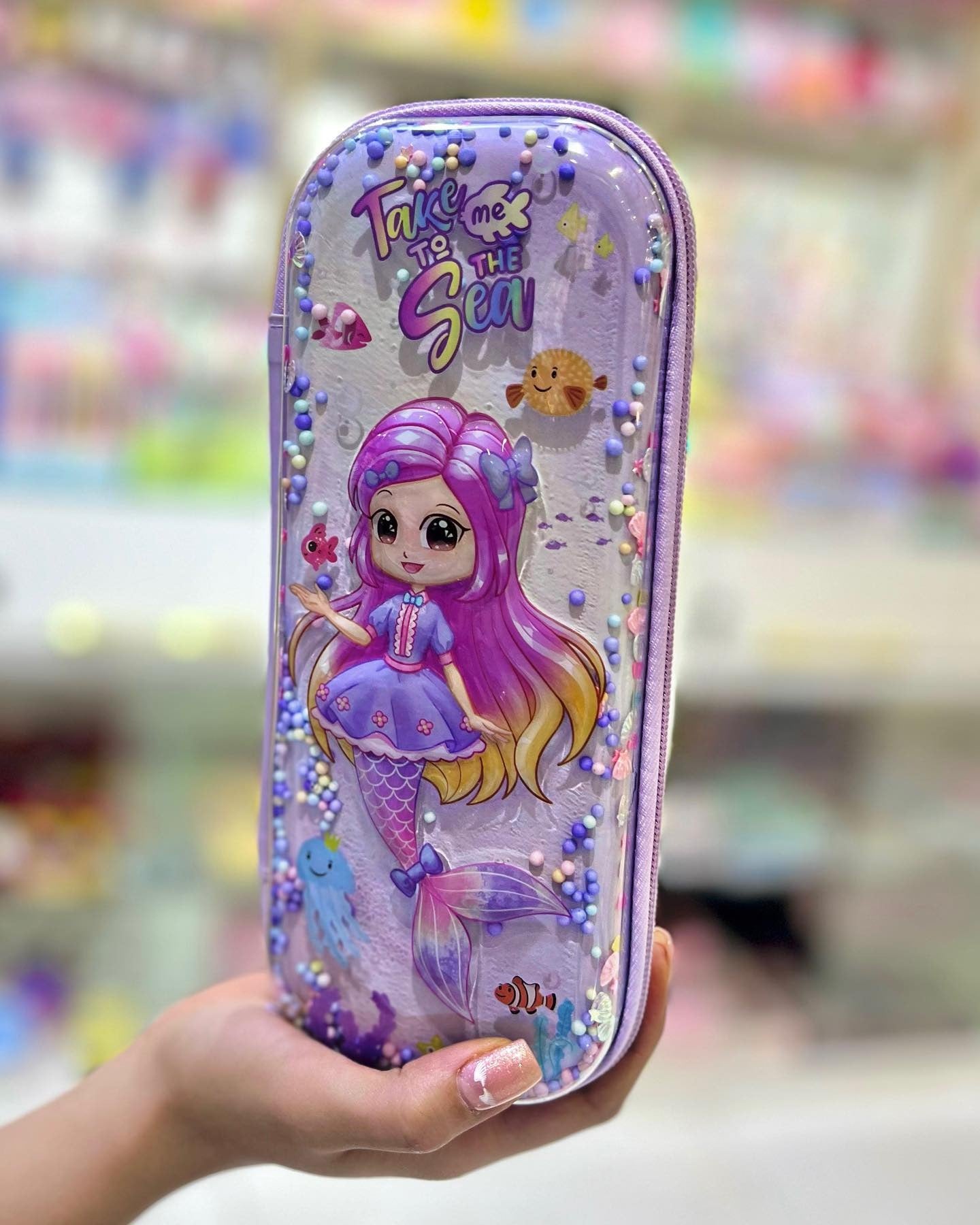 Mermaid Theme Pencil Case for Girls – Blonde Mermaid Design, Large Capacity Organizer