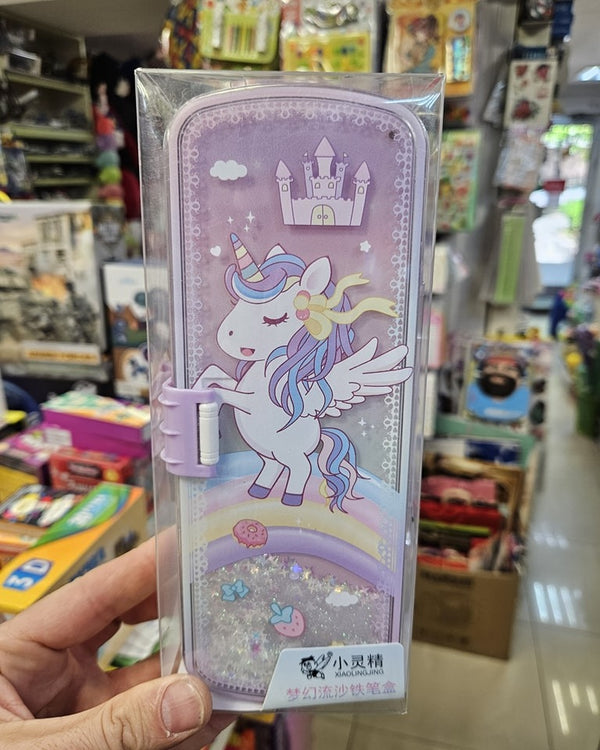 "Cute Glitter Lock Pencil Cases – Unicorn, Princess & Astronaut Designs"