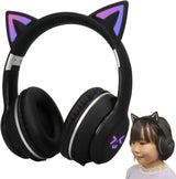 Kids Bluetooth Headphones with LED Cat Ears – Wireless Foldable Headset with Mic, TF Card Slot, Over-Ear Stereo Sound for Kids, Teens & Adults