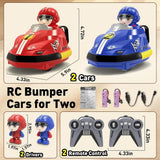 2PCS Set Stunt RC Battle Cars Blue Red Crush Ejecting Mini Car Bumper Cars Remote Control with Drivers Toy Game for Boys