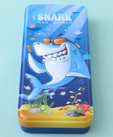 Shark Sea World Pencil Box for Kids – Cartoon Shark Metal Stationery Case