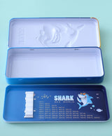 Shark Sea World Pencil Box for Kids – Cartoon Shark Metal Stationery Case