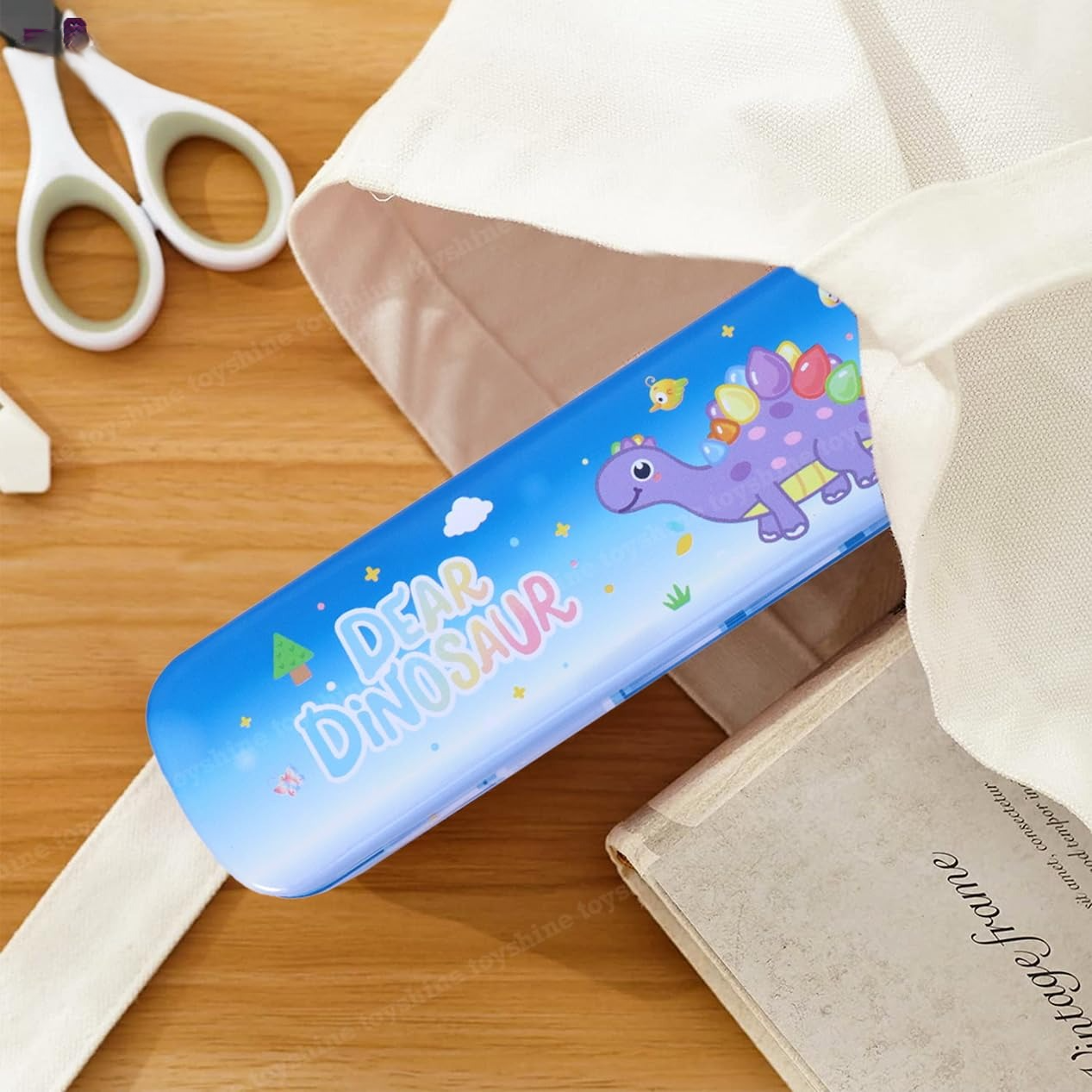 🚌 Kids Cartoon Bus-Shaped Metal Pencil Box