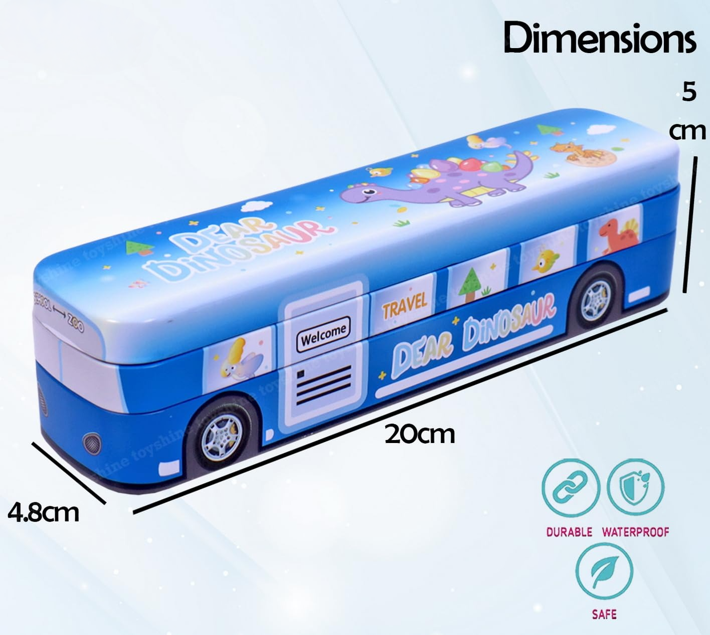 🚌 Kids Cartoon Bus-Shaped Metal Pencil Box