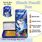 Shark Sea World Pencil Box for Kids – Cartoon Shark Metal Stationery Case
