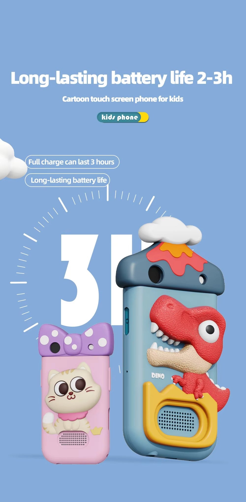 Kids Smartphone with 360° Rotating Camera – Cute Cat Design | Photo & Video Camera for Children