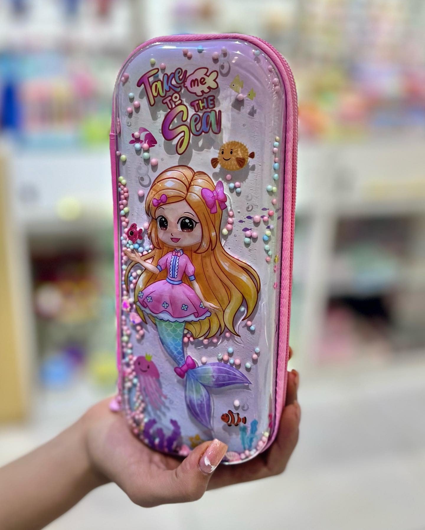 Mermaid Theme Pencil Case for Girls – Blonde Mermaid Design, Large Capacity Organizer