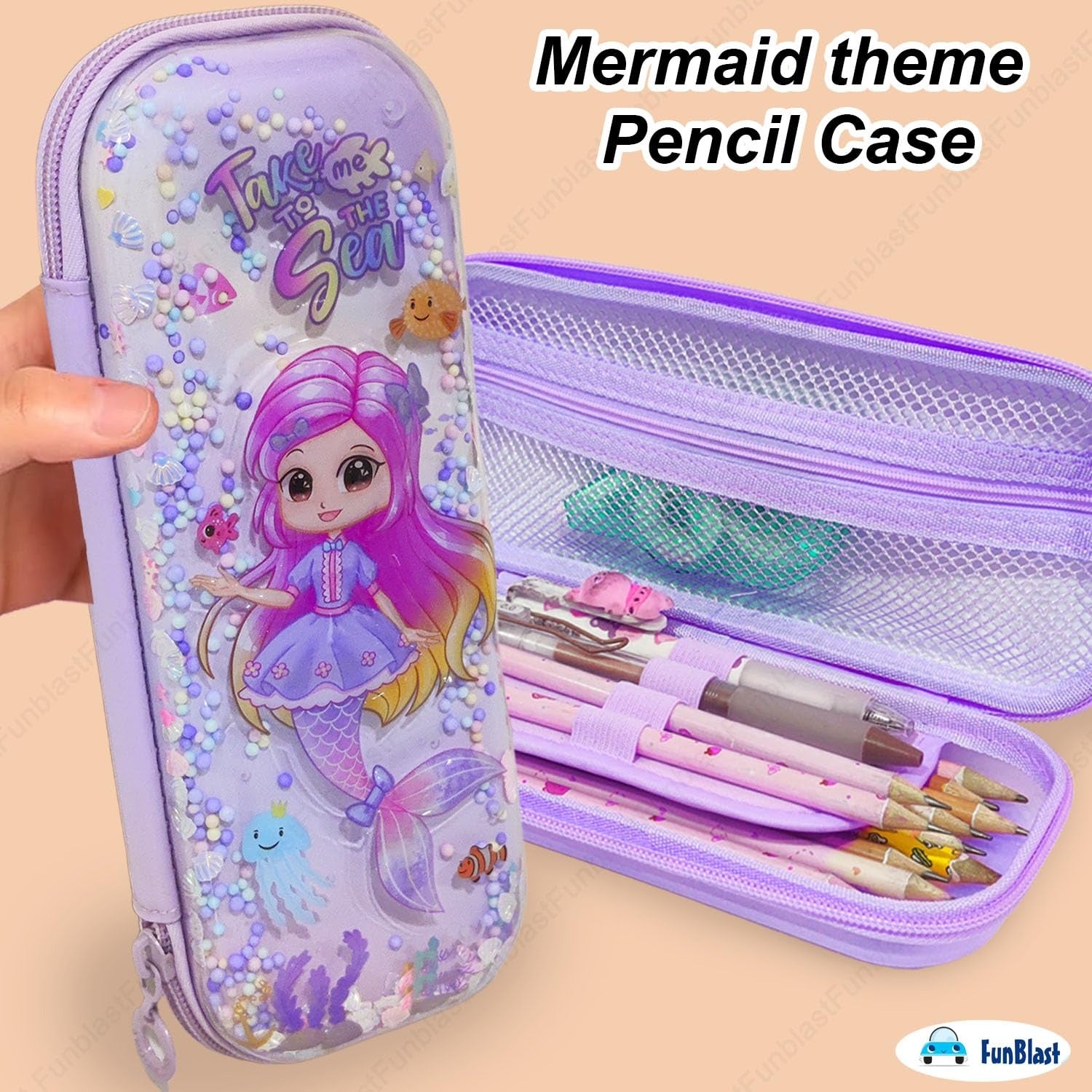 Mermaid Theme Pencil Case for Girls – Blonde Mermaid Design, Large Capacity Organizer