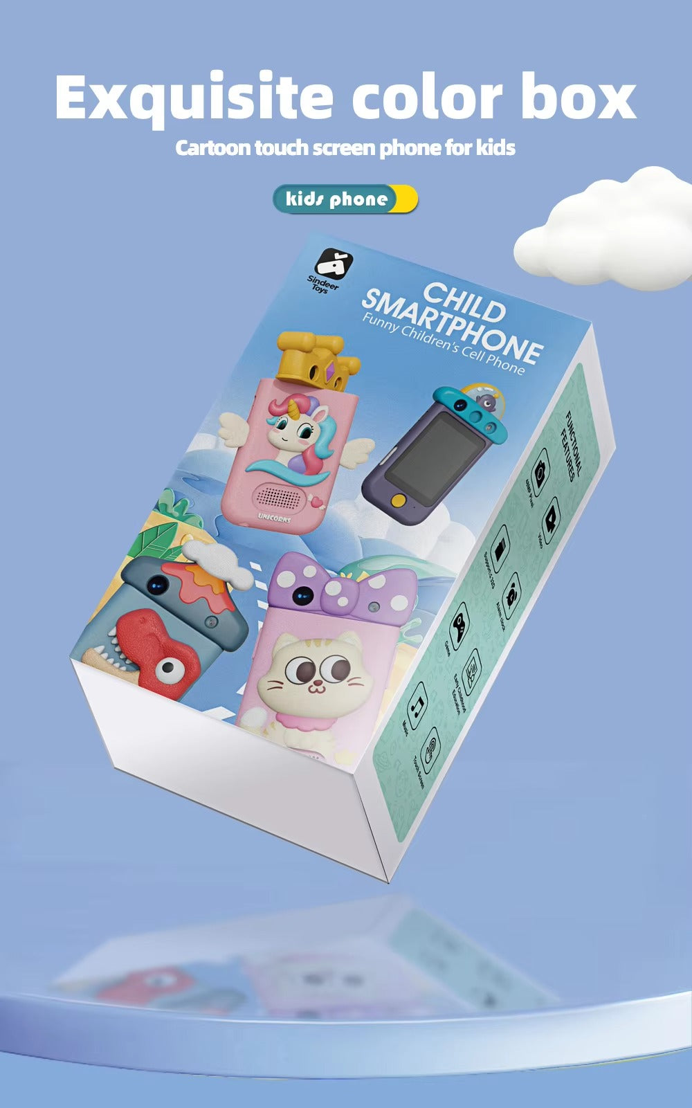 Kids Smartphone with 360° Rotating Camera – Cute Cat Design | Photo & Video Camera for Children