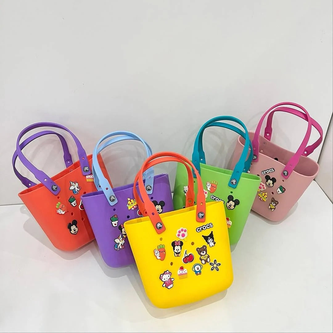 Crocs Medium Beach Bag – Stylish Silicone Tote with Charms