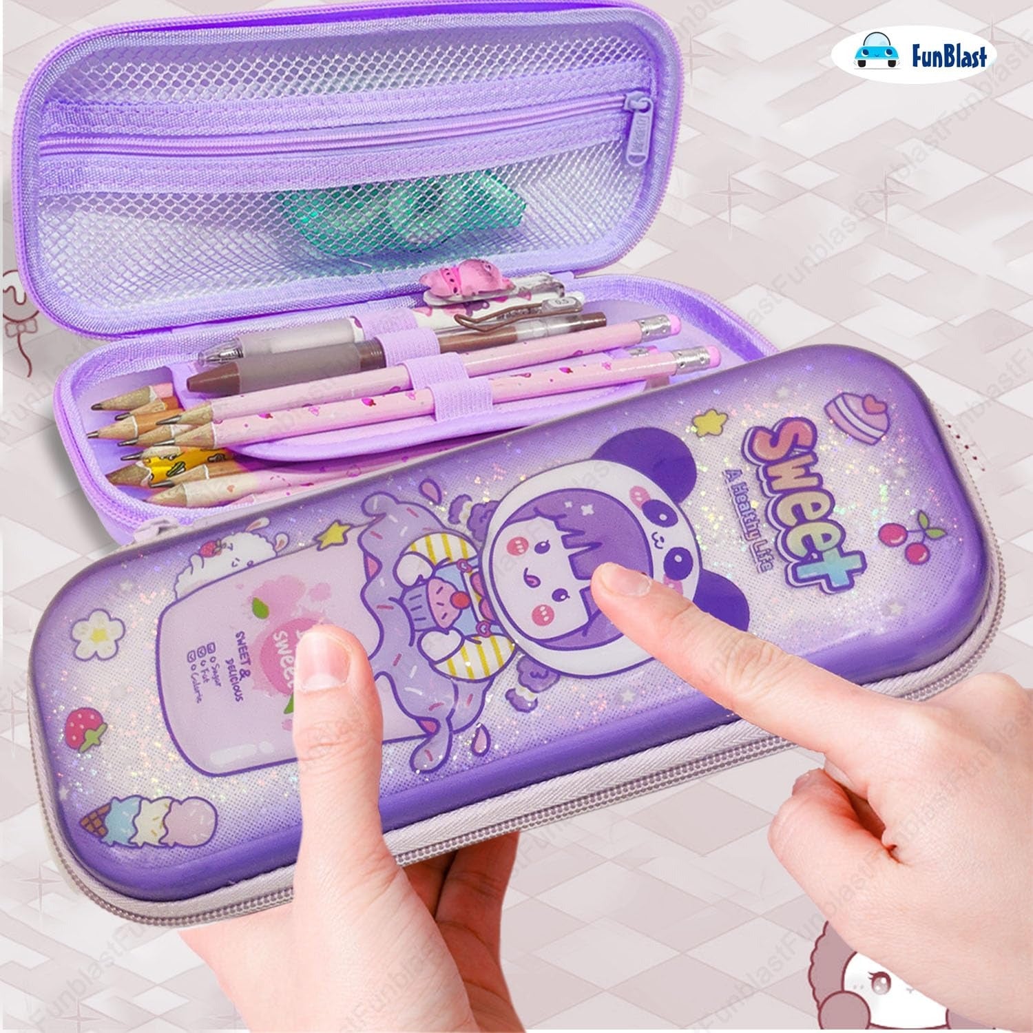 Sweet Panda Girl 3D Pencil Case – Large Capacity Glitter Stationery Organizer