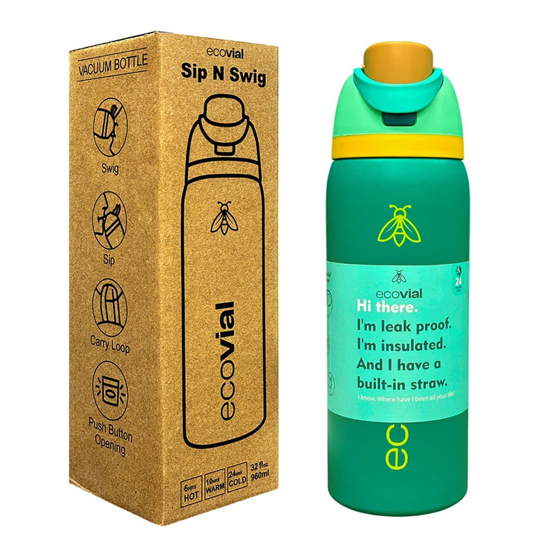 Ecovial 32oz Vacuum Insulated Water Bottle – Sip n Swig Collection
