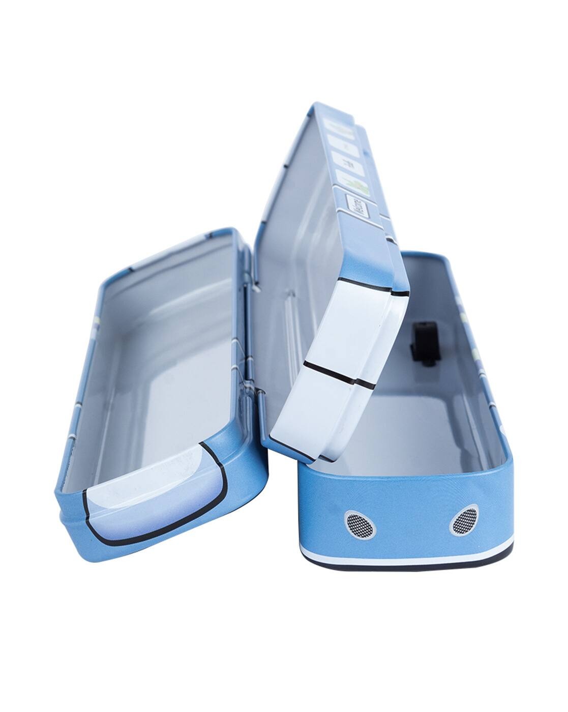 🚌 Kids Cartoon Bus-Shaped Metal Pencil Box