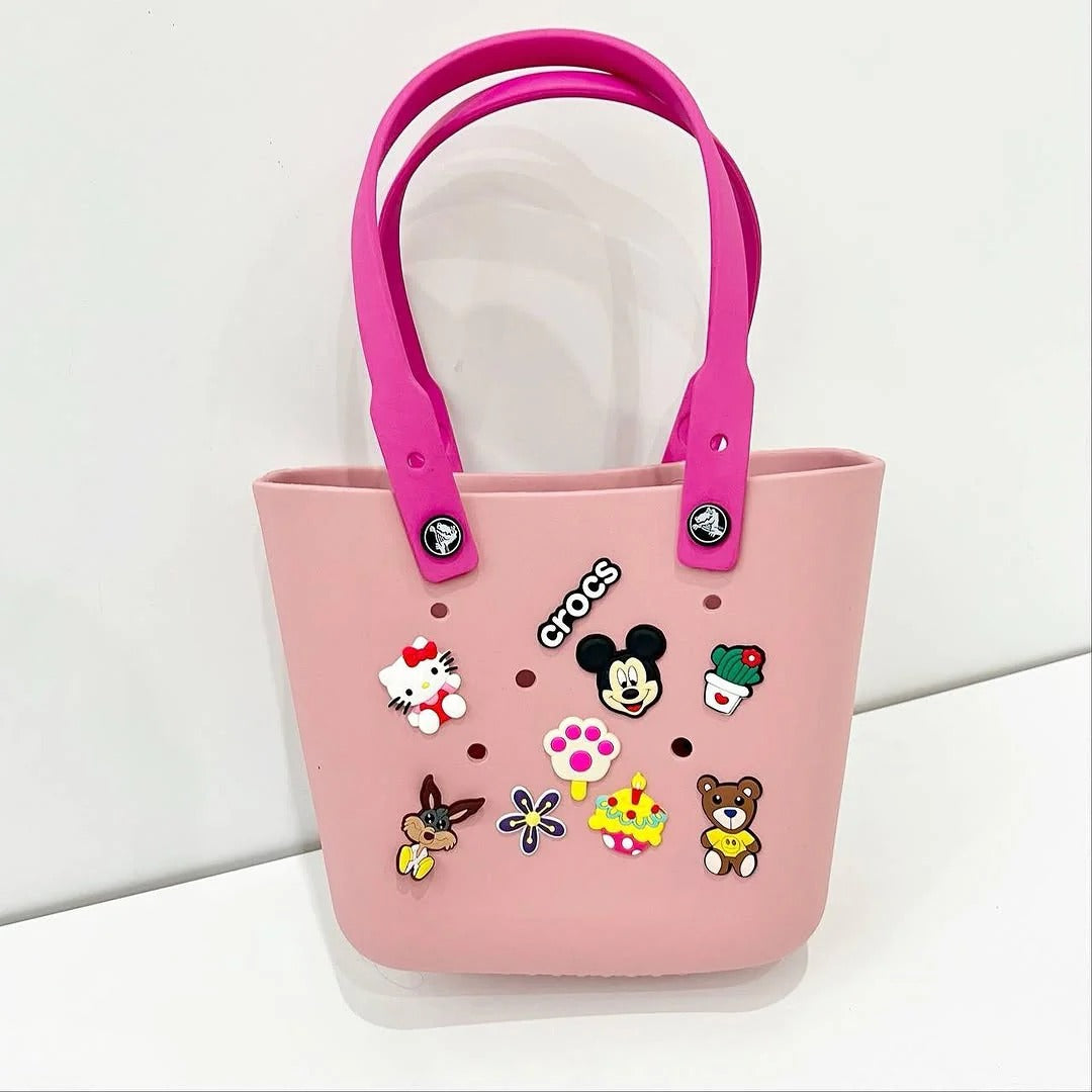 Crocs Medium Beach Bag – Stylish Silicone Tote with Charms