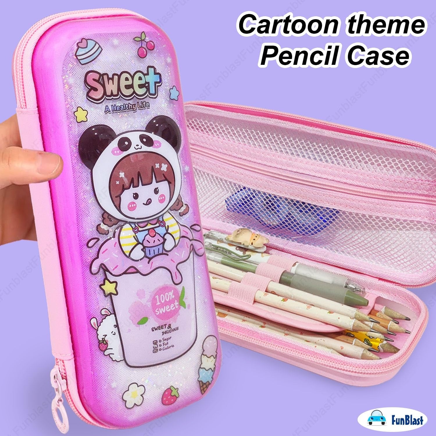 Sweet Panda Girl 3D Pencil Case – Large Capacity Glitter Stationery Organizer