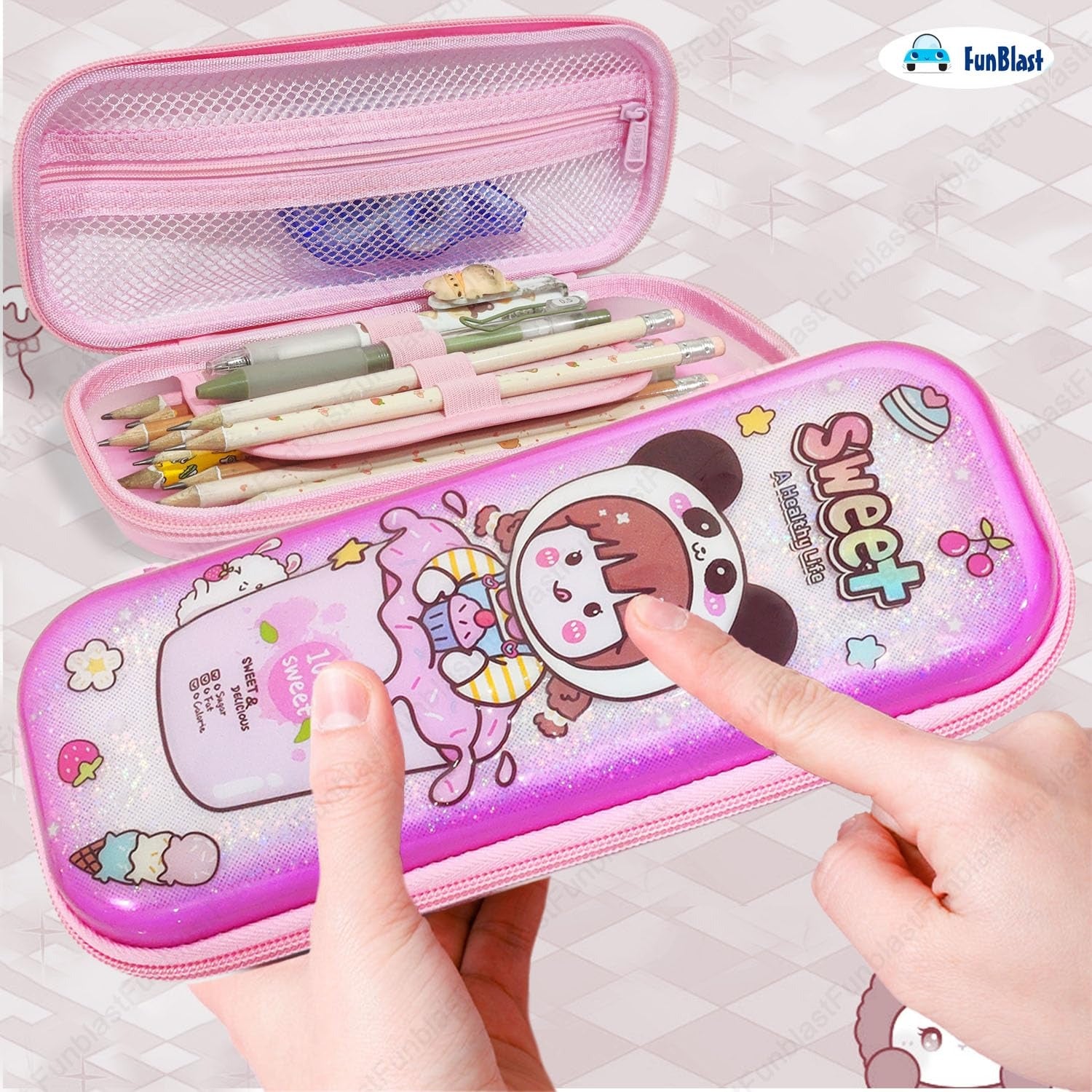 Sweet Panda Girl 3D Pencil Case – Large Capacity Glitter Stationery Organizer