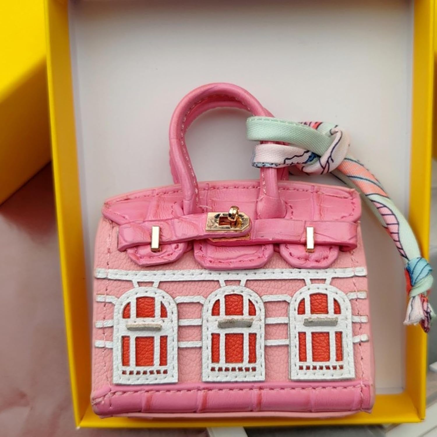 Mini House Design Leather Pouch – AirPods Case, Key Organizer & Mini Beauty Wallet