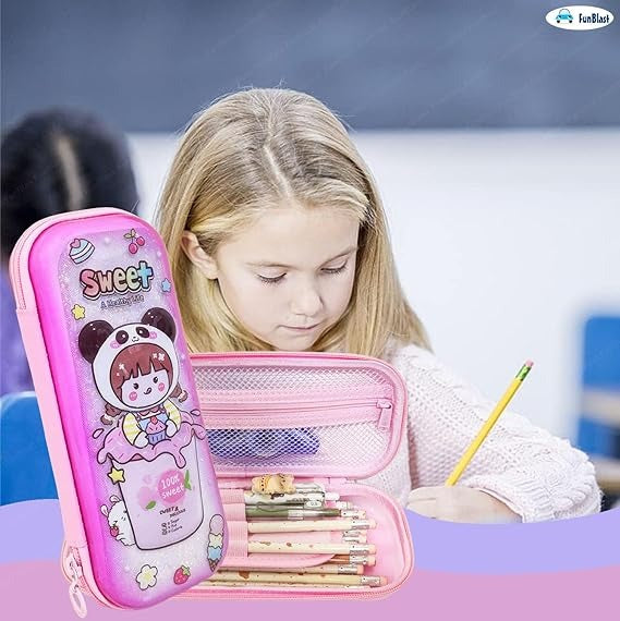 Sweet Panda Girl 3D Pencil Case – Large Capacity Glitter Stationery Organizer