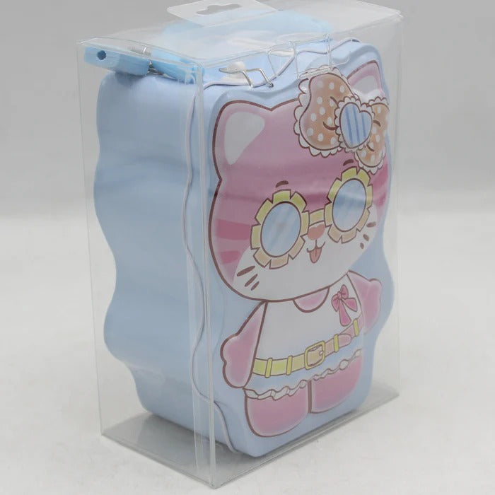 Cute Cat Metal Money Box with Lock & Key – Cartoon Piggy Bank for Kids