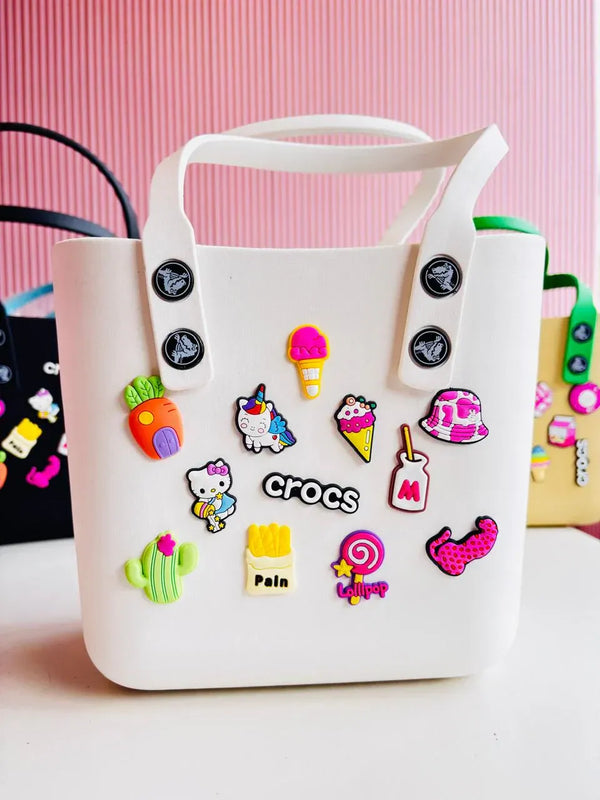 Crocs Medium Beach Bag – Stylish Silicone Tote with Charms