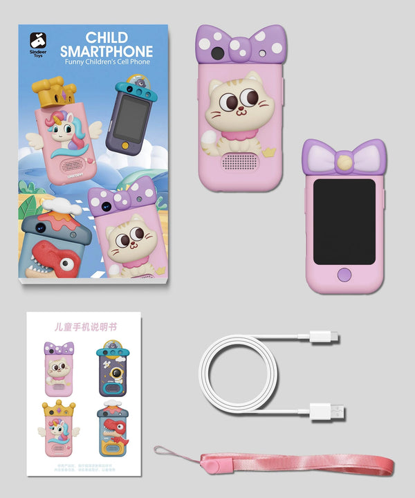 Kids Smartphone with 360° Rotating Camera – Cute Cat Design | Photo & Video Camera for Children
