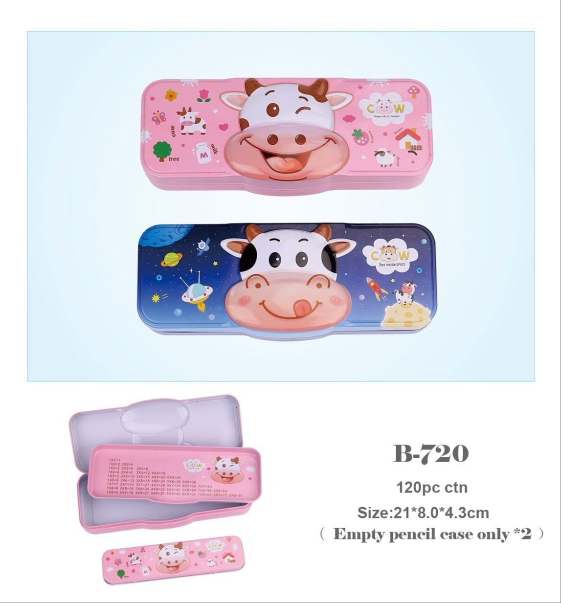 Cow – A cute pencil case featuring a fun cow cartoon design, perfect for kids.